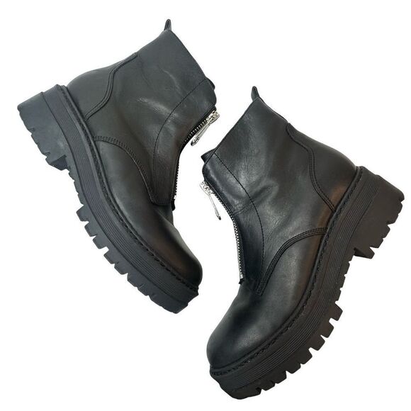 Marc Fisher LTD. Black Paralee Front Zip Leather Booties Size 9 - Picture 8 of 17